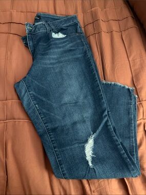 1822 Denim Women's Dark Blue Skinny Jeans with Distressed Detail